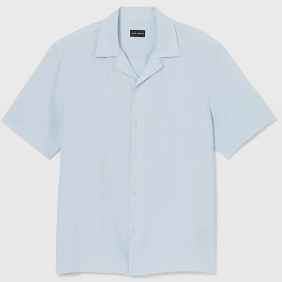 Short Sleeve Solid Waffle Camp Collar Shirt - Brand New - NEVER WORN - Lt Blue